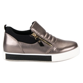 Sneakers in grafite con cerniera grigio
