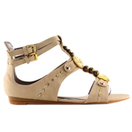 Sandali da donna beige con pietre ZS3522 Beige