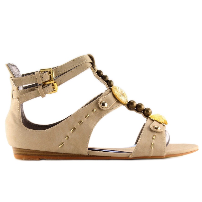 Sandali da donna beige con pietre ZS3522 Beige