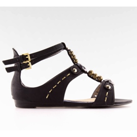 Sandali da donna neri con pietre ZS3522 nero
