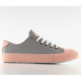 Sneakers su gomma colorata W-3051 Grigio/Rosa