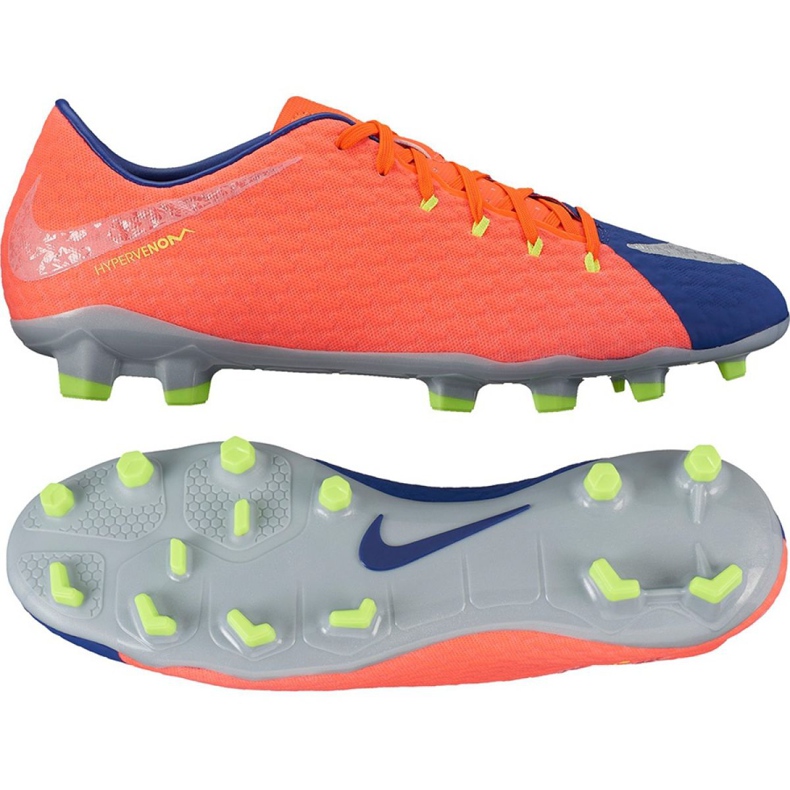 Nike Hypervenom Phelon Iii Fg M 852556-409 scarpe da calcio nero, viola, arancione arancia