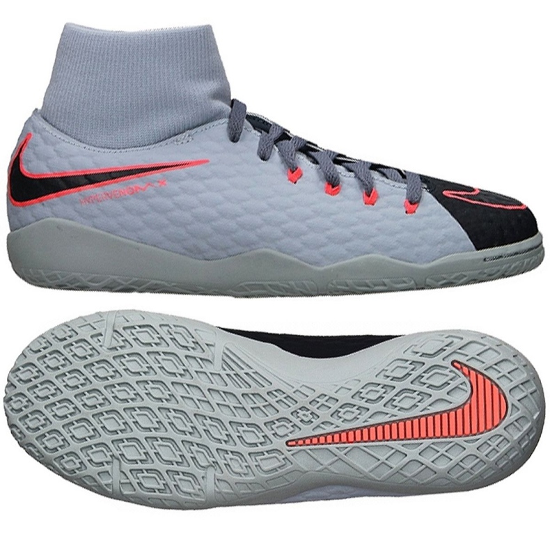 Scarpe indoor Nike HypervenomX Phelon Iii Df Ic Jr 917774-400 grigio grigio