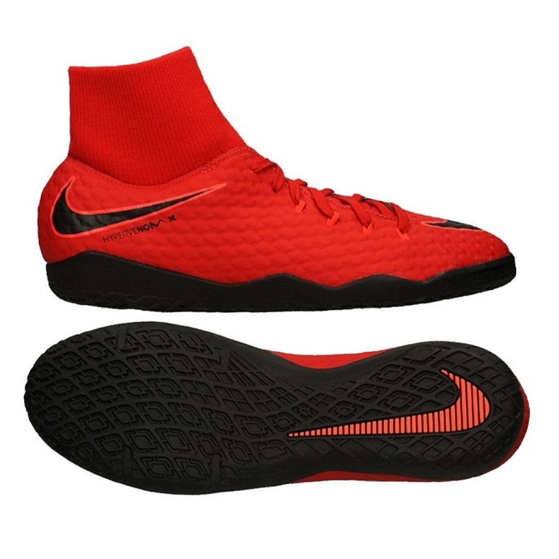 Scarpe indoor Nike HypervenomX Phelon Iii Df Ic M 917768-616 rosso rosso
