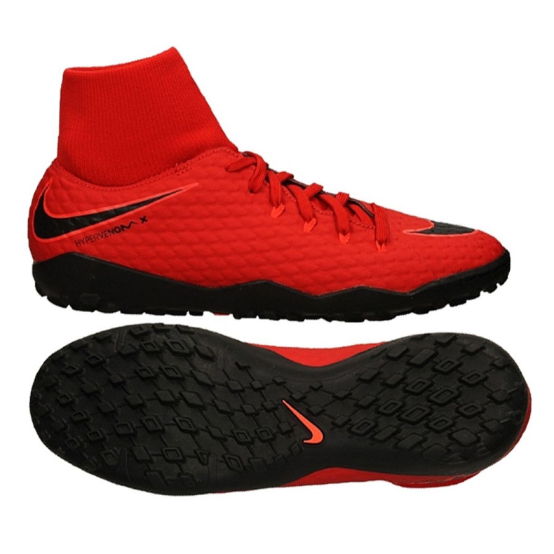 Nike Hypervenomx Phelon Iii Df Tf M 917769-616 scarpe da calcio rosso rosso