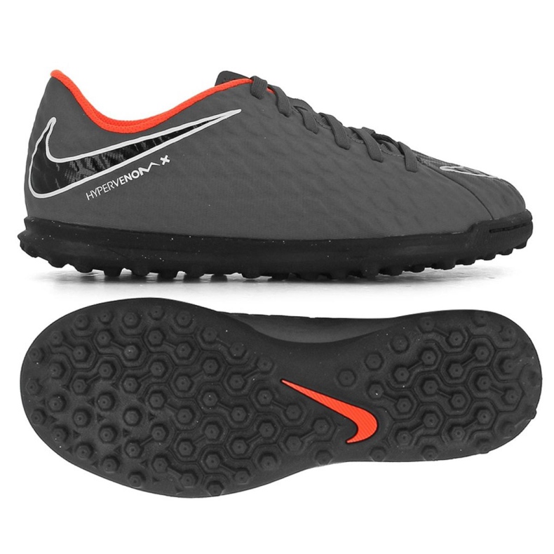 Nike Hypervenom PhantomX 3 Club Tf Jr AH7298-081 scarpe da calcio grigio/argento, arancione, grigio/argento grigio