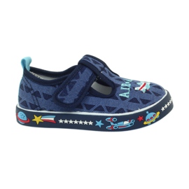 American Club Scarpe da ginnastica americane per bambini sottopiede in pelle blu navy