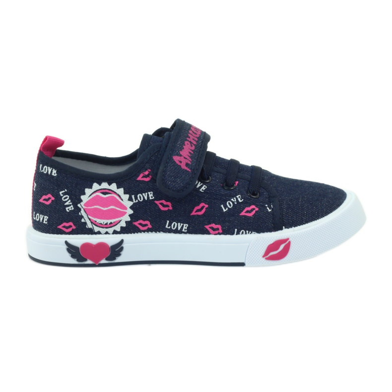 American Club Sneakers americane labbra rosa blu navy