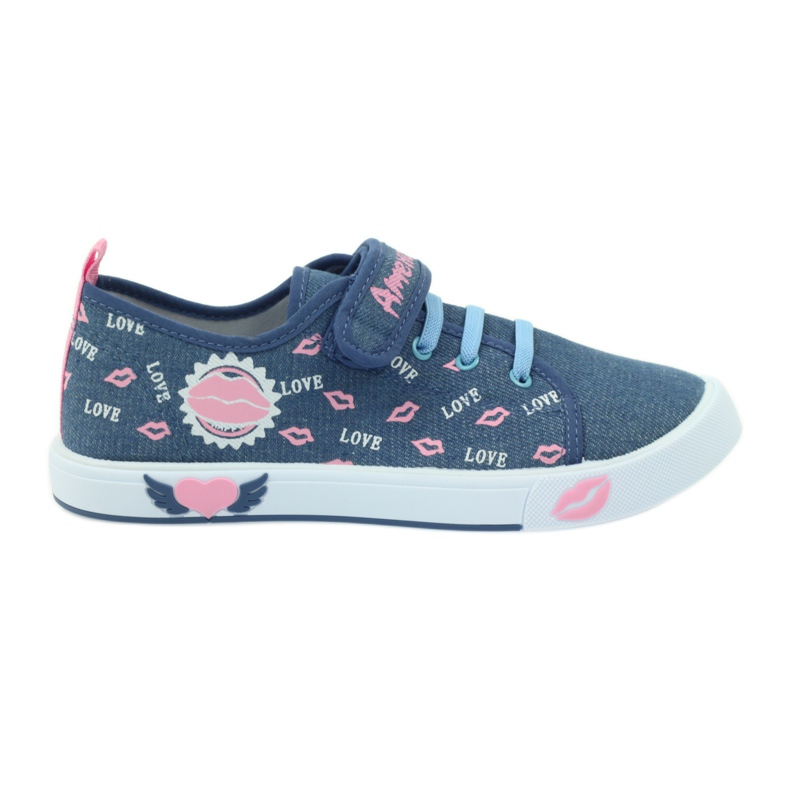 American Club Sneakers americane labbra rosa blu navy
