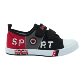 American Club Scarpe da bambino sneakers con la bandiera americana Velcro nero bianca grigio rosso