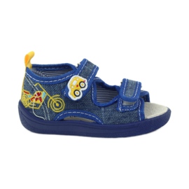 American Club Sandali americani scarpe per bambini sottopiede in pelle blu giallo
