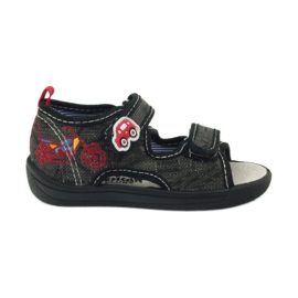 American Club Sandali americani scarpe per bambini sottopiede in pelle nero grigio rosso