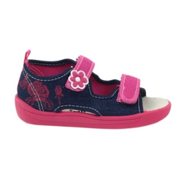 American Club Sandali americani scarpe per bambini sottopiede in pelle rosa blu navy