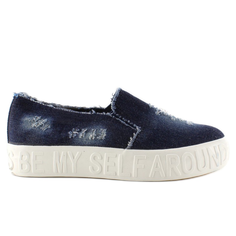 Suola in denim slip-on con scritte Z-4 ​​Navy blu navy