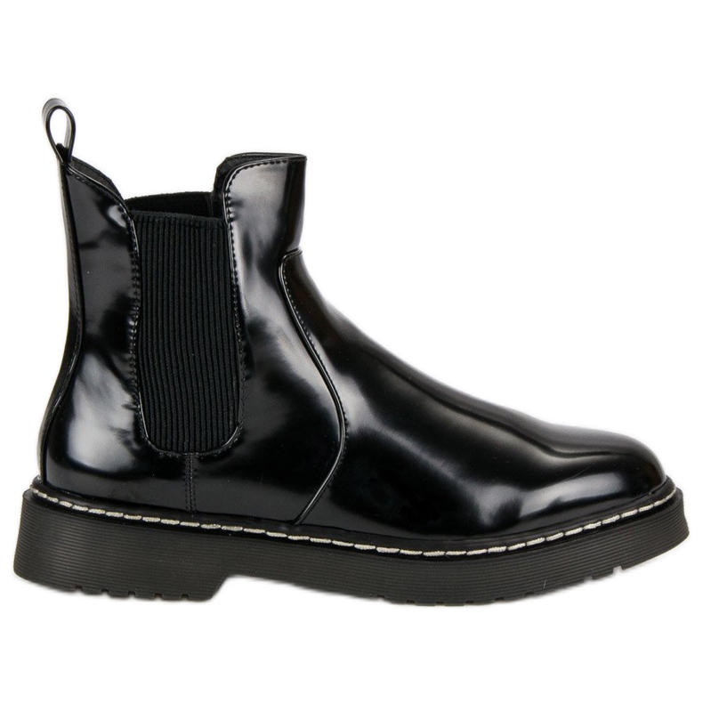 Small Swan Stivaletti Chelsea laccati nero