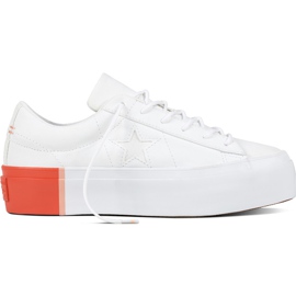 Converse 559904 One Star Platform Colorblock White Bright Poppy bianco