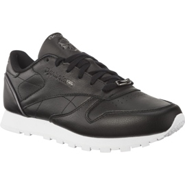 Reebok Classic Leather Hw Black Silver Metallic White nero