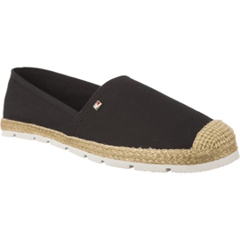 Espadrillas di cotone piatte Tommy Hilfiger nero