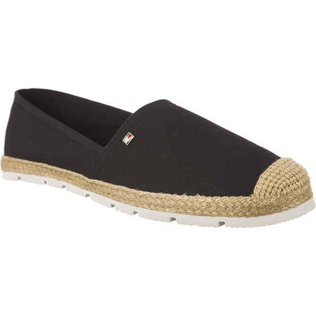 Espadrillas di cotone piatte Tommy Hilfiger nero