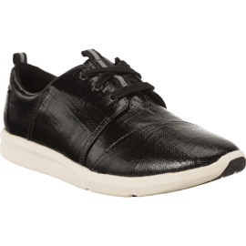 Toms Womens Del Rey Sneaker 885 di lino di vernice nero