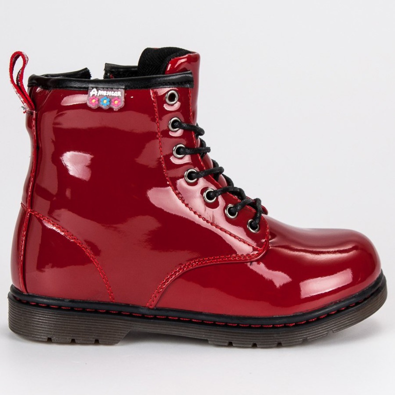 American Club Scarpette americane laccate rosso