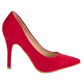 Scarpe col tacco in camoscio rosso
