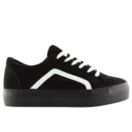 Sneakers nere con suola alta B318-16 Black bianca nero