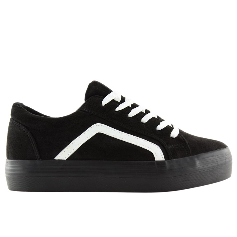 Sneakers nere con suola alta B318-16 Black bianca nero