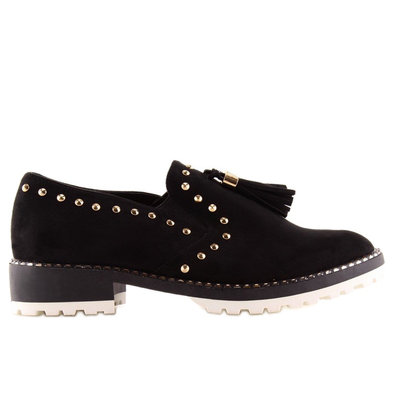 Mocassini neri con borchie U-6250 Black nero