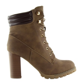 Stivali in legno con tacco alto marrone S89 Khaki