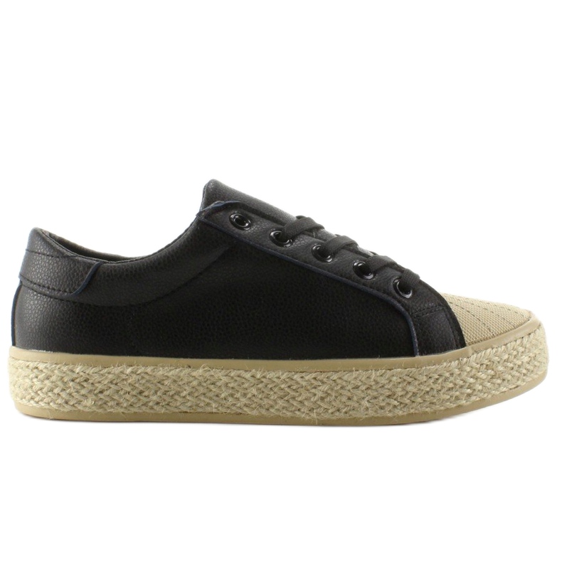 Sneakers su suola in lino NA05P Black nero