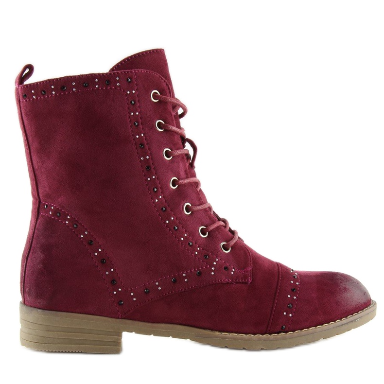 Stivaletti stringati W312 Bordeaux vino rosso