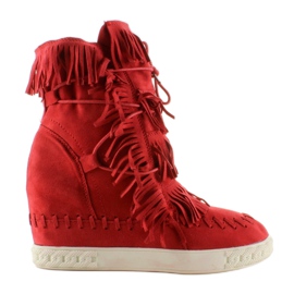 Sneakers in camoscio con frange BL-10 Red rosso