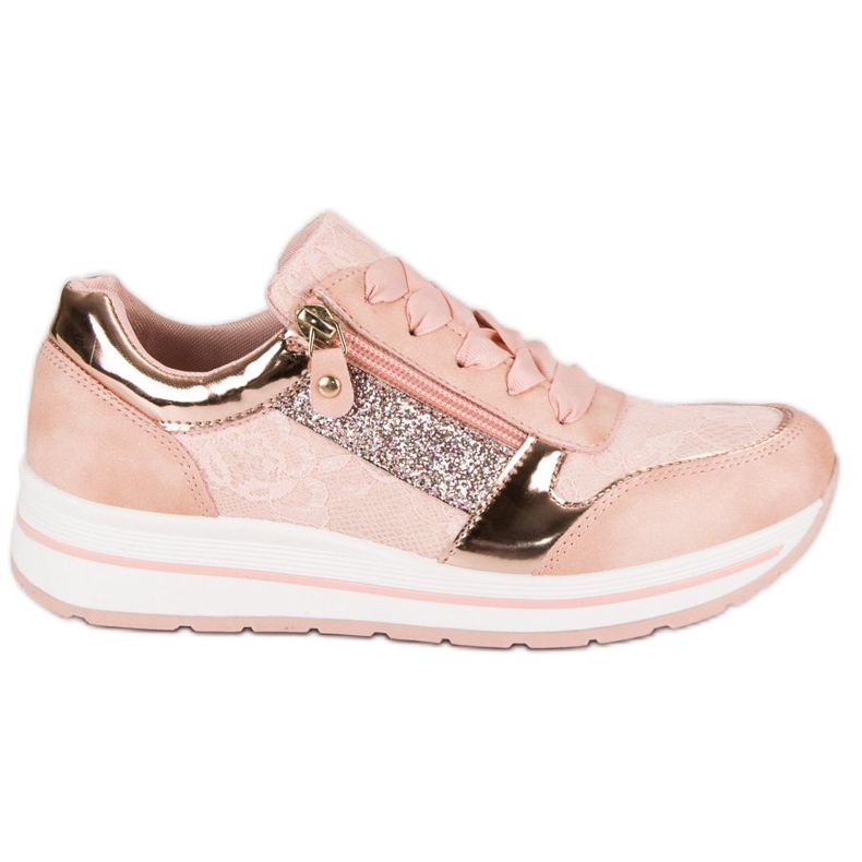 Kayla Sneakers legate con un nastro rosa