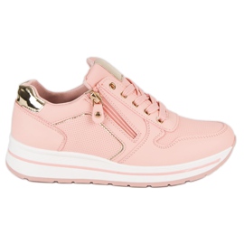 Sneakers con cerniera decorativa rosa