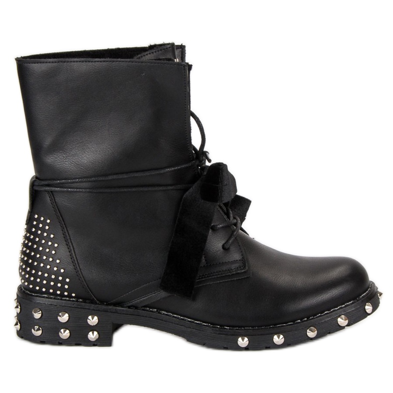 Lucky Shoes Lavoro di stivali da roccia nero
