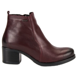 Stivaletti vinceza bordeaux con tacco alto rosso