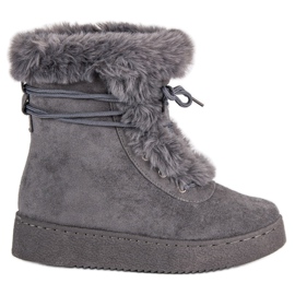 Stivali da neve grigi allacciati grigio