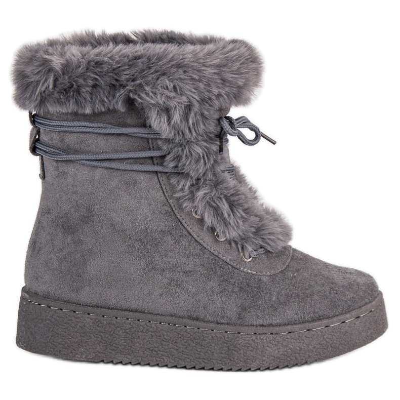 Stivali da neve grigi allacciati grigio