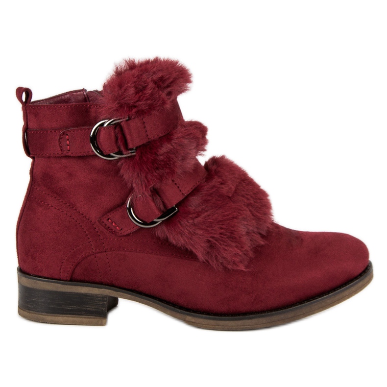 Stivali bordeaux con pelliccia nero rosso
