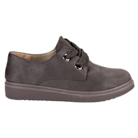 Sneakers stringate in camoscio grigio