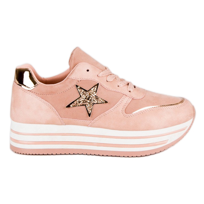 Sneakers alla moda sulla piattaforma rosa