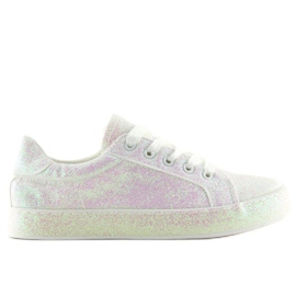 Sneakers bianche iridescenti BL142 White bianco viola