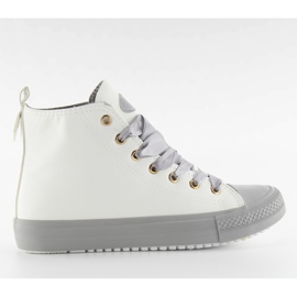 Sneakers per la caviglia doppi lacci bianca grigio