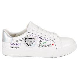 Sneakers bianche con stampa bianca grigio