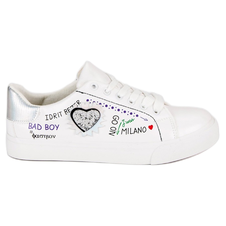 Sneakers bianche con stampa bianca grigio