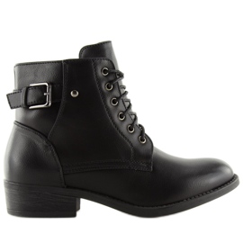 Stivaletti stringati neri 7B500 Black nero