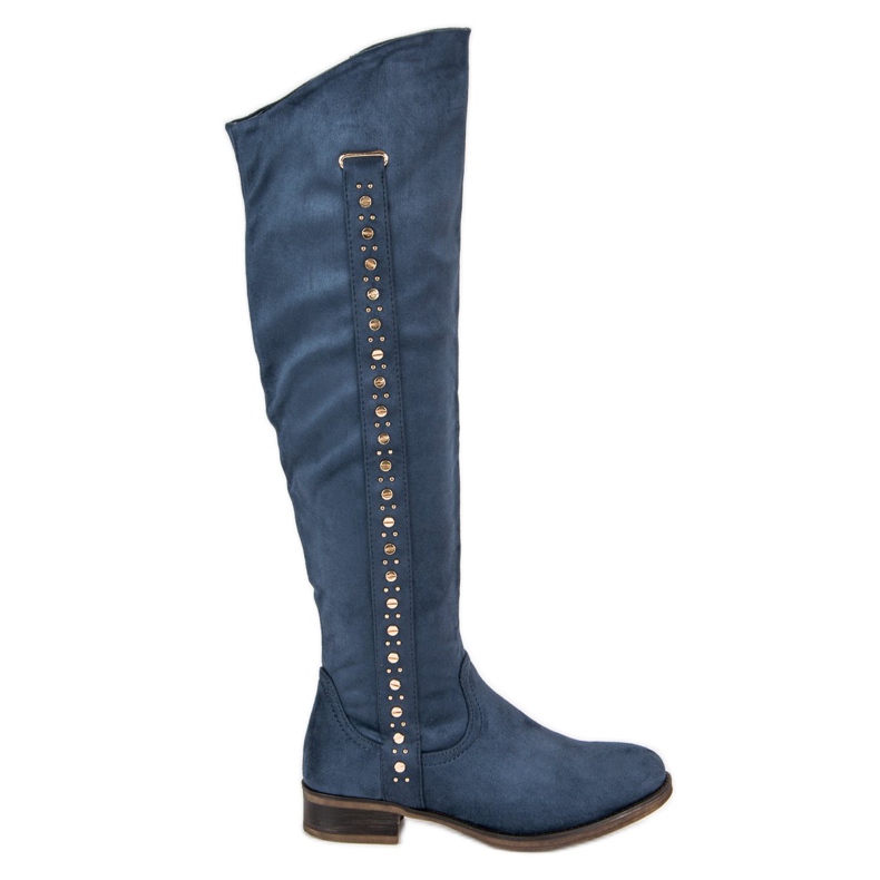 Super Me Stivali in camoscio con tacco piatto blu