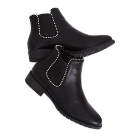 Stivaletti Chelsea neri con perline Q-30 Black nero