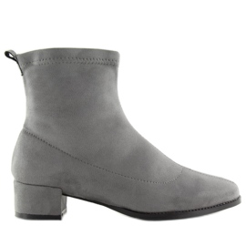 Grigio Stivali con tacco basso F184 Grigio